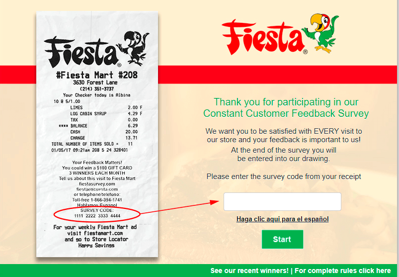Fiesta feedback survey