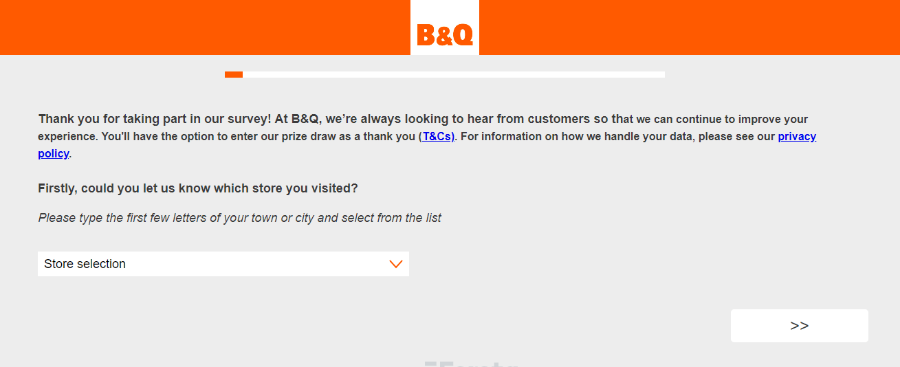 B&Q store experience survey sweepstakes