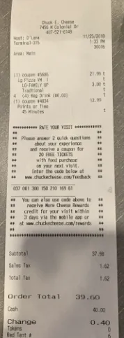 check e cheese feedback survey