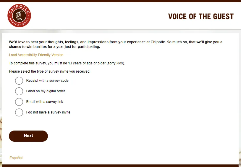 chipotle survey website 