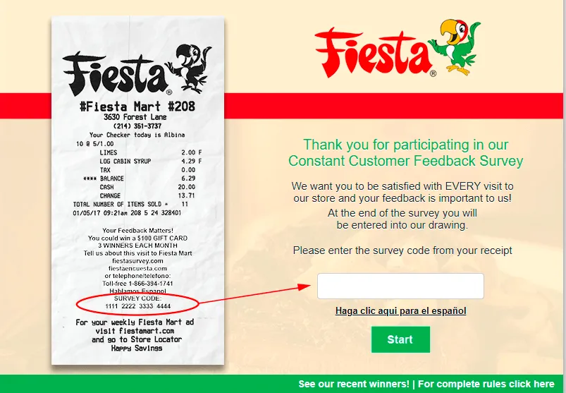 Fiesta feedback survey