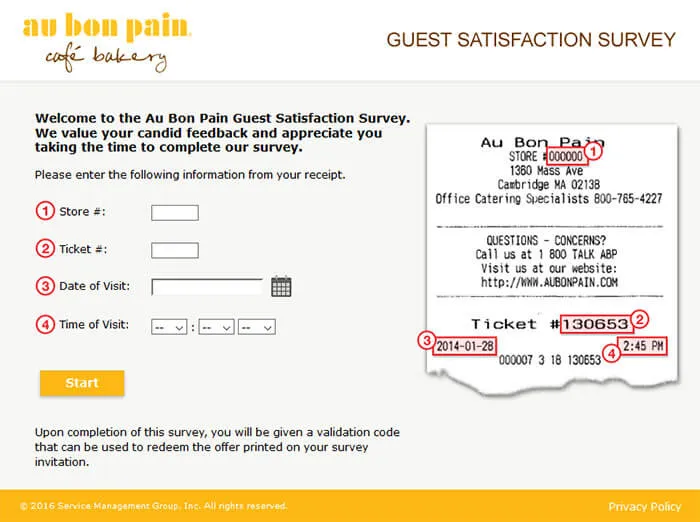 Au Bon Pain Listens Survey