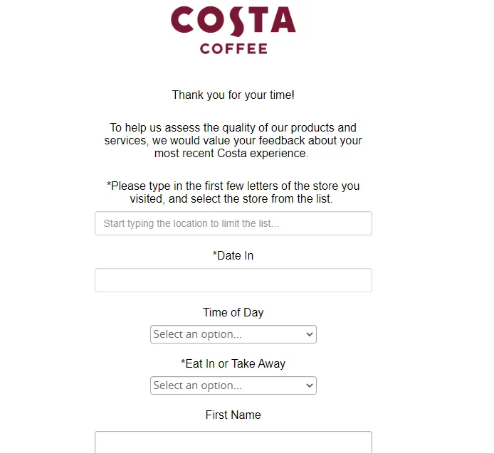 www.feedbacktocosta.co.uk